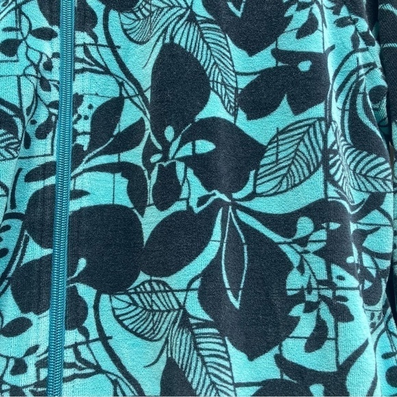 Kaktus Zipper Jacket Blue with Floral Pattern, Size Large - Picture 2 of 7